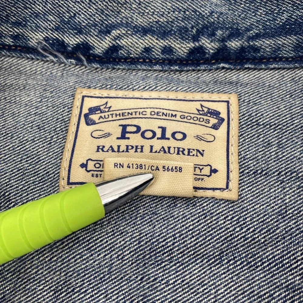NEW Polo Ralph Lauren Denim Jacket Mens 4XLT Blue Sportsman Patchwork USA Flag